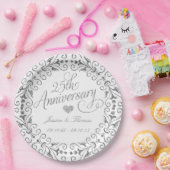 Papieren bord 25e zilveren huwelijksjubileum (Feest)