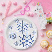 Papieren Bord - Blauwe sneeuwvlokken (Feest)