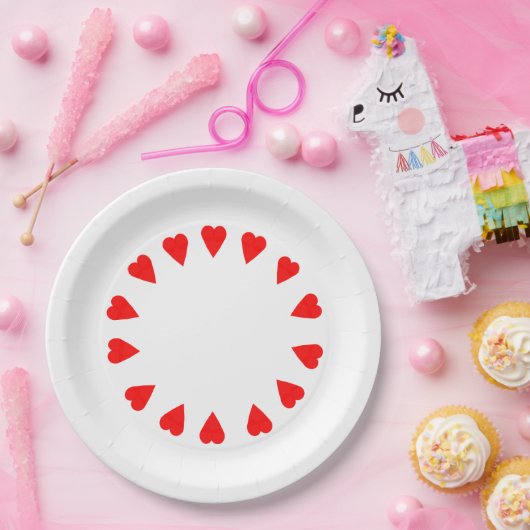 Papieren Bord - Circle of Red Hearts (Feest)
