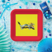 Papieren Bord - Dragon en Red Border (Feest)