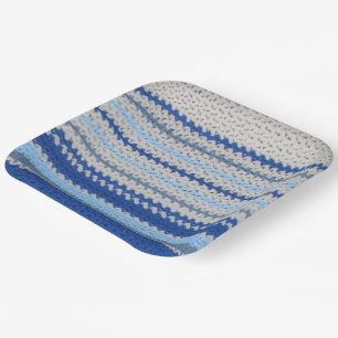 Papieren Bord - Gehakt patroon in blauw en wit