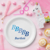 Papieren Bord - Gestapelde Initialen, Naam in verv (Feest)