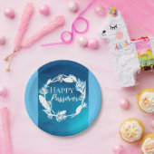 Papieren Bord Happy Passover Blue Brown Wreath Flo (Feest)
