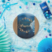 Papieren Bord Happy Passover Blue Brown Wreath Flo (Feest)