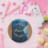 Papieren Bord Happy Passover Blue Brown Wreath Flo (Feest)