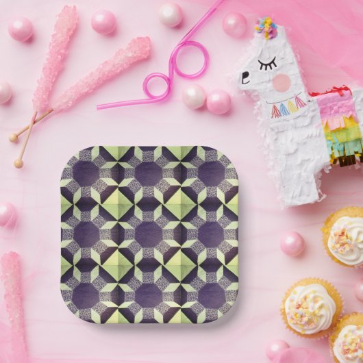 Papieren Bord - Kieuwpatroon in groen en blauw (Feest)