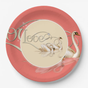 Papieren Bord-liefdeszwanen Papieren Bordje