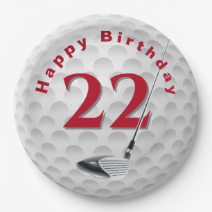 Papieren bord met golfbalontwerp voor 22e verjaard