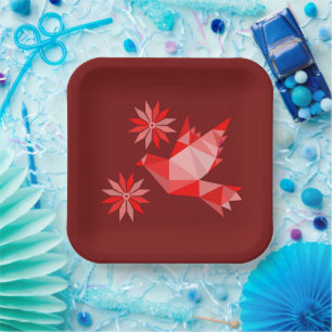 PAPIEREN BORD MET KWETTIGE KUNST VAN VOGELS EN STR