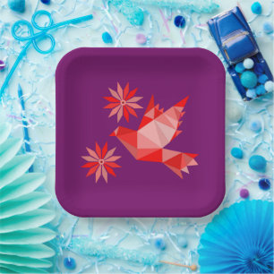 PAPIEREN BORD MET KWETTIGE KUNST VAN VOGELS EN STR