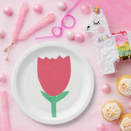Papieren Bord met rood tulpdesign (Feest)