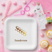 Papieren Bord - Naam Initialen in Gelden en Blader (Feest)