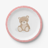 Papieren Bord picknick teddybeer rood gingham verj (Voorkant)