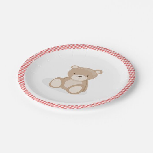 Papieren Bord picknick teddybeer rood gingham verj (Gekanteld)