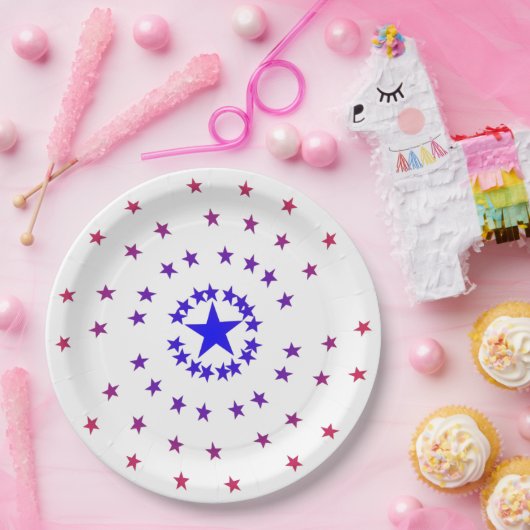 Papieren Bord - sterren in rood en blauw (Feest)