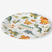 Papieren bord voor jongens dinosaurus verjaardagsf (Gekanteld)