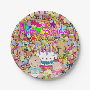Papieren Borden, Baby Happy Birthday Papieren Bordje