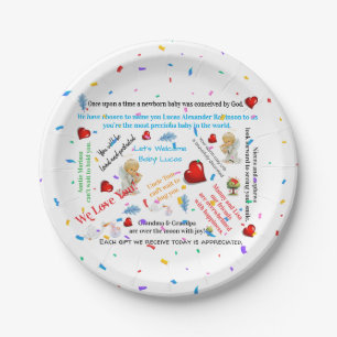 Papieren borden, babyshower baby aankomst bordje