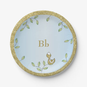 Papieren Borden Blauw "gouden vogels" Bordje