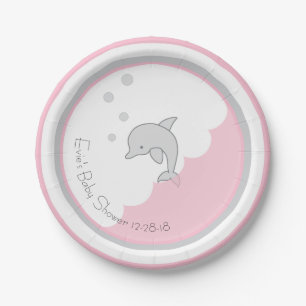 Papieren Borden "Dolphin Pink/Grey" Bordje