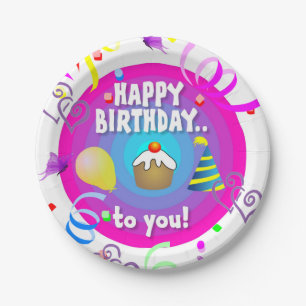 Papieren Borden, fijne verjaardag voor u Papieren Bordje