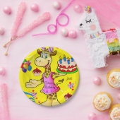 Papieren Borden, Giraffe Gele Happy Birthday Cake Papieren Bordje (Feest)
