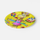 Papieren Borden, Giraffe Happy Birthday Cake Yello Papieren Bordje (Gekanteld)