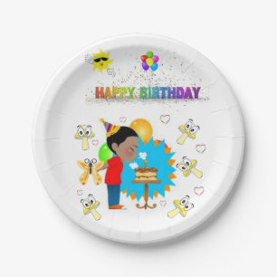 Papieren Borden, Happy Birthday African Boy padden Bordje