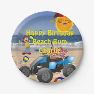 Papieren Borden, Happy Birthday Beach Bum Boy Papieren Bordje