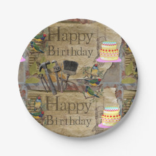 Papieren Borden, Happy Birthday Construction Tools Papieren Bordje