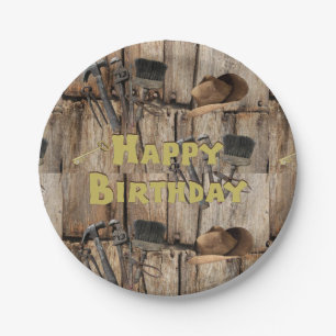 Papieren Borden, Happy Birthday Country Tools Papieren Bordje