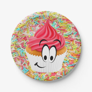 Papieren Borden, Happy Birthday Cupcake Sprinkles Papieren Bordje