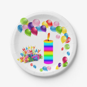 Papieren Borden, Happy Birthday-kaars Bordje