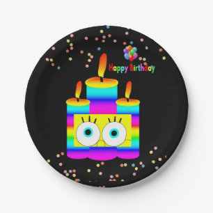 Papieren Borden, Happy Birthday-kaarsen Papieren Bordje