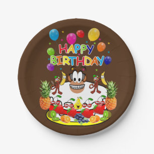 Papieren Borden, Happy Birthday Monkeys Bordje