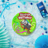 Papieren Borden, Happy Birthday Panda Beer Confett Papieren Bordje (Feest)