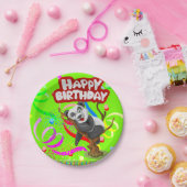Papieren Borden, Happy Birthday Panda Beer Confett Papieren Bordje (Feest)