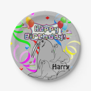 Papieren Borden, Happy Birthday Seal BalloonsConfe Bordje