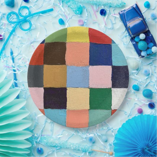 Papieren Borden in Funky Squares Design Papieren Bordje (Feest)