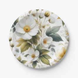 Papieren borden met bloemenpatroon voor de bruilof bordje