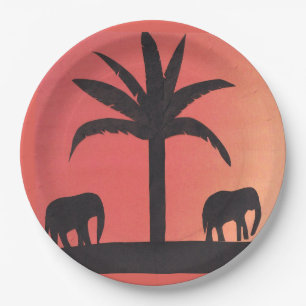 Papieren Borden met Elephant Design Bordje