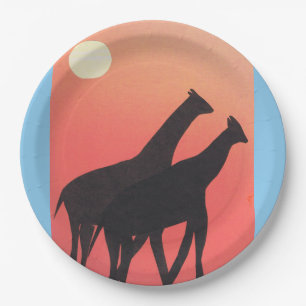 Papieren Borden met Giraffe Bordje
