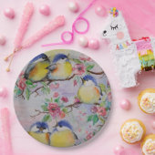 Papieren borden met lente vogels bordje (Feest)