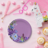Papieren Borden, Paarse bloembloemen Papieren Bordje (Feest)