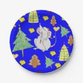 Papieren Borden, prettige kerstblauw-muis Papieren Bordje (Voorkant)