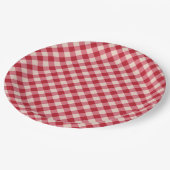 Papieren Borden - Red Gingham Pattern Bordje (Gekanteld)