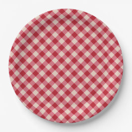 Papieren Borden - Red Gingham Pattern Bordje