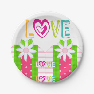 Papieren Borden Red Hearts Love Papieren Bordje