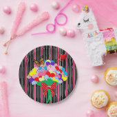 Papieren Borden Red Hearts Love Victoriaans Stripe Papieren Bordje (Feest)