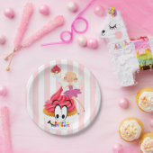 Papieren Borden, roze en witte stripe, feestdag Papieren Bordje (Feest)